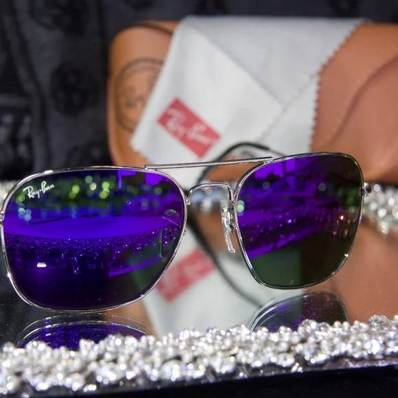 Ray-Ban | Accessories | Rayban Purple And Silver Aviator  display picture 3
